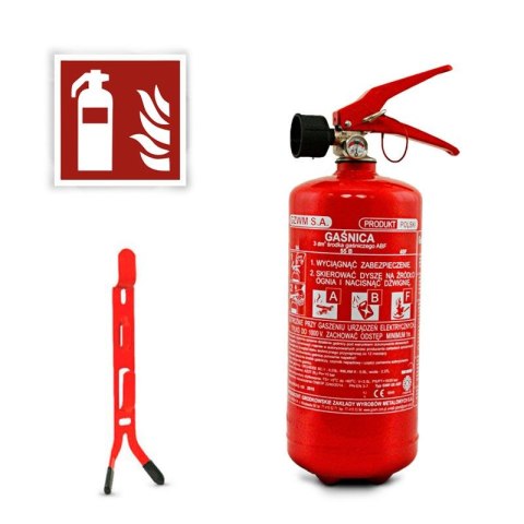 Gaśnica pianowa GWF-3x ABF/GZWM+ wieszak + znak