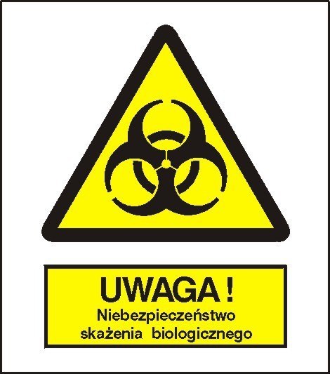 Znak Uwaga niebezpieczeństwo skażenia biologicznego 225x275 PB