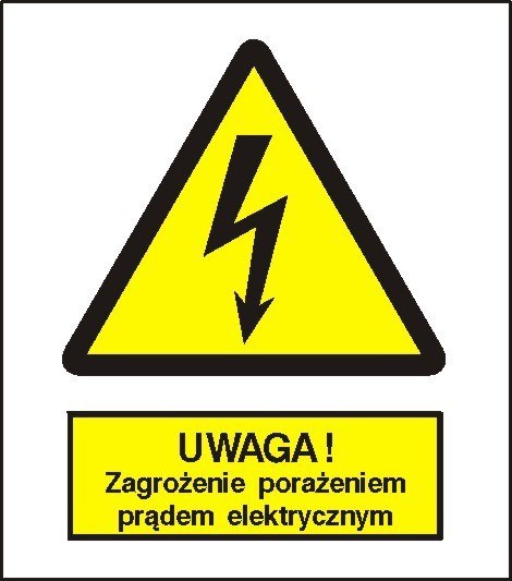 Znak Uwaga porażenia prądem elektrycznym 225x275 PB