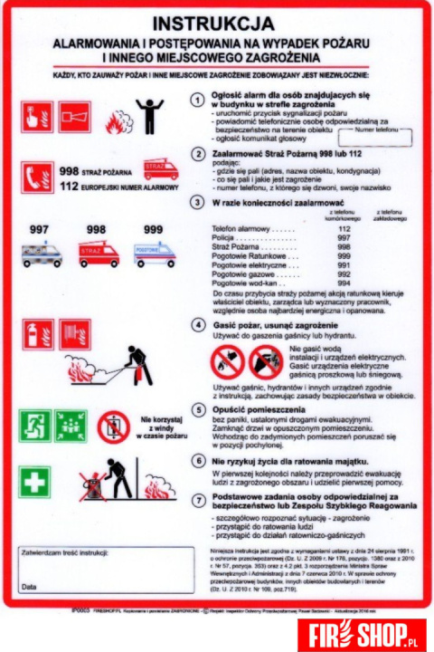 Instrukcja PPOZ alarmowa i postępowania FS