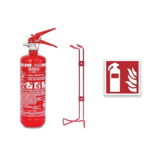 Gaśnica proszkowa GP- 2x ABC /GZWM+ wieszak + znak