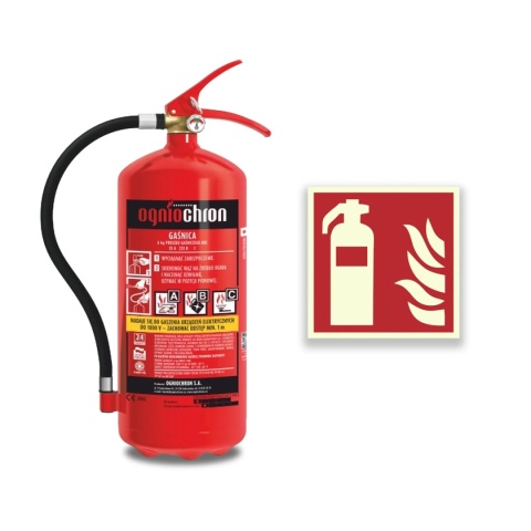 Gaśnica proszkowa GP- 6x ABC /OGNIOCHRON + znak