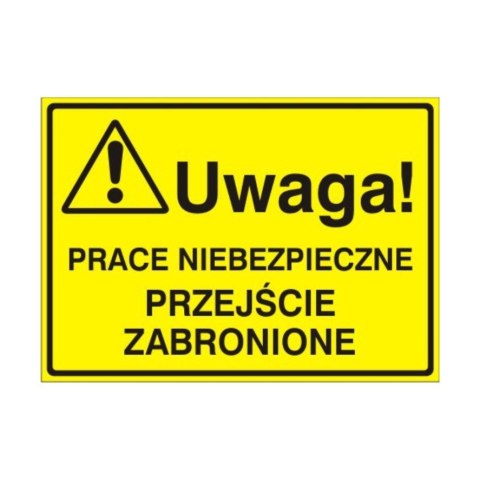 Znak Tablica Uwaga! Prace niebezpieczne przejście zabronione