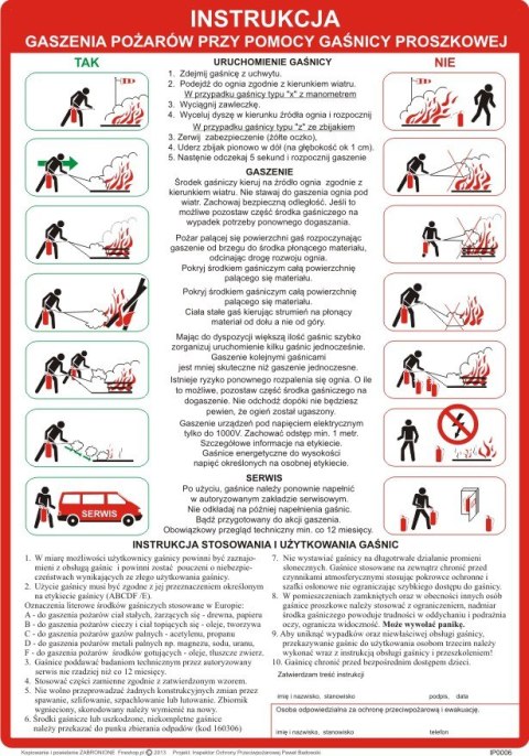 Instrukcja PPOZ gaszenia pożarów gaśnica proszkową