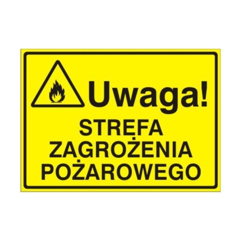 Znak Tablica Uwaga! Strefa zagrożenia pożarowego