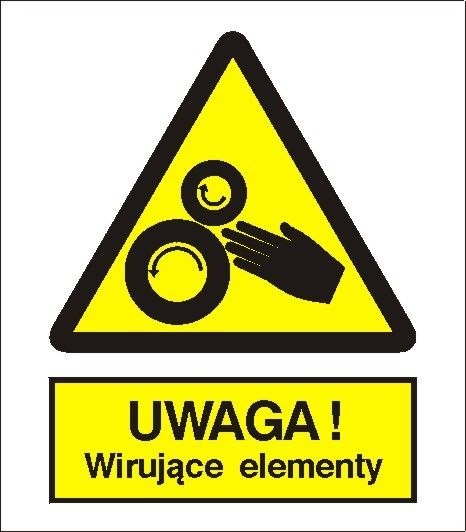 Znak 15 Uwaga Wirujące elementy 110x140 PB